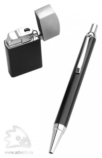 Набор: ручка, зажигалка Логистик, черный, без упаковки