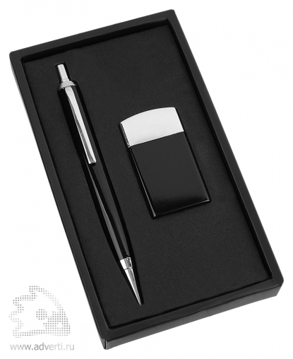 Набор: ручка, зажигалка Логистик, черный