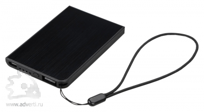 Портативное зарядное устройство Данджнесс со шнурком, черное