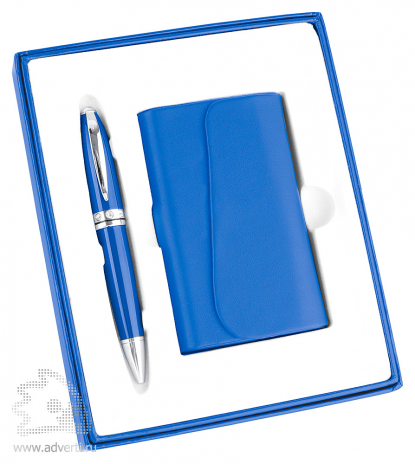 Набор: визитница, ручка Эстет, синий