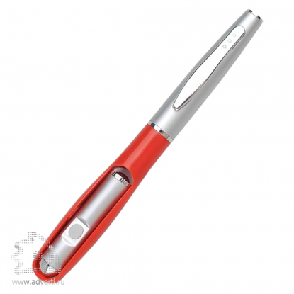 Ручка шариковая Солярис с фонариком и магнитом, красная