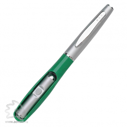 Ручка шариковая Солярис с фонариком и магнитом, зеленая