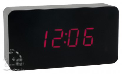 Часы Камас с датой, будильником и термометром, черные