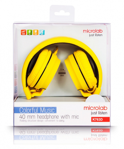 Наушники Microlab Color, жёлтые, в коробке
