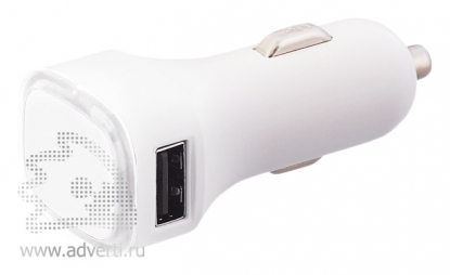 Автомобильное зарядное устройство TWINPOWER с 2-мя разъёмами USB, белое
