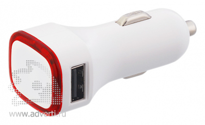 Автомобильное зарядное устройство TWINPOWER с 2-мя разъёмами USB, красное