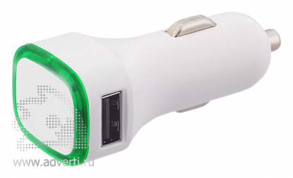 Автомобильное зарядное устройство TWINPOWER с 2-мя разъёмами USB, зеленое