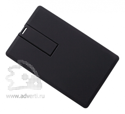 USB-флешка Черная визитка с покрытием soft touch, закрытая