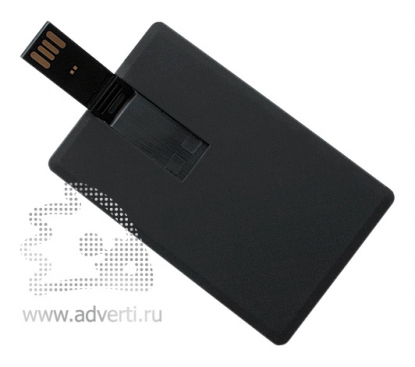 USB-флешка Черная визитка с покрытием soft touch, открыатя