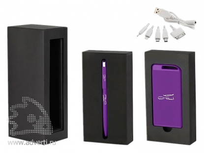 Набор ручка Jupiter + зарядное устройство Theta 4000 mAh, фиолетовый