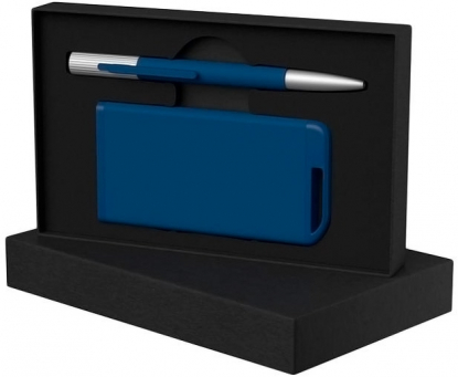 Набор ручка Clas + зарядное устройство 4000 mAh в футляре, синий
