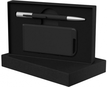Набор ручка Clas + зарядное устройство 4000 mAh в футляре, черный