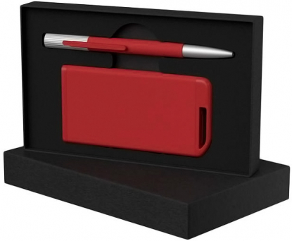Набор ручка Clas + зарядное устройство 4000 mAh в футляре, красный