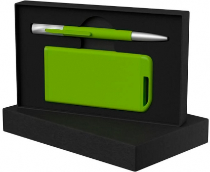 Набор ручка Clas + зарядное устройство 4000 mAh в футляре, зеленый