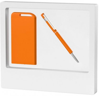 Набор ручка Star + зарядник Theta 4000 mAh в футляре, оранжевый