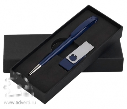 Набор ручка Boa + флеш-карта TWISTA MS в футляре, темно-синий