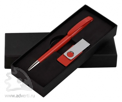 Набор ручка Boa + флеш-карта TWISTA MS в футляре, красный