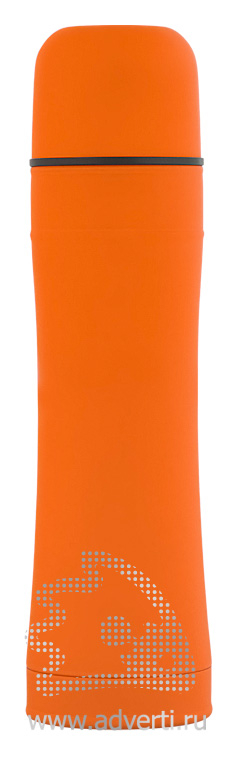 Термос с прорезиненной поверхностью, оранжевый