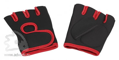 Перчатки для фитнеса Рекорд, черные с красным