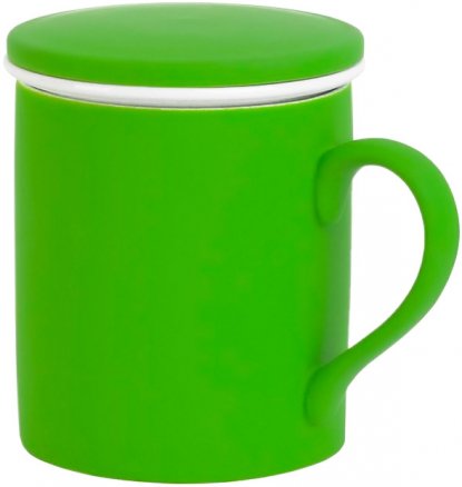 Кружка с покрытием soft touch, зеленая