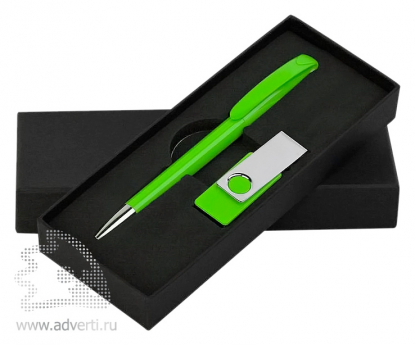 Набор ручка Boa + флеш-карта TWISTA MS в футляре, светло-зеленый