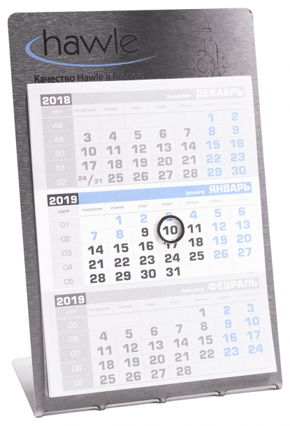 Металлический настольный календарь Мемори на 2019 год, пример персонализации
