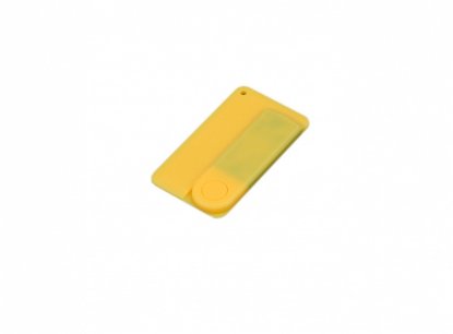 Флешка в виде пластиковой карточки, желтая, с обратной стороны