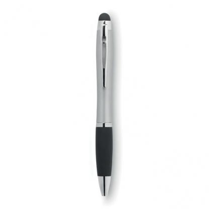 Шариковая ручка-стилус RIOLIGHT с подсветкой, серебристая, вид спереди