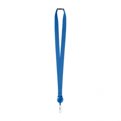 Ланъярд с бейджем ZIP LANYARD, синий, оборотная сторона