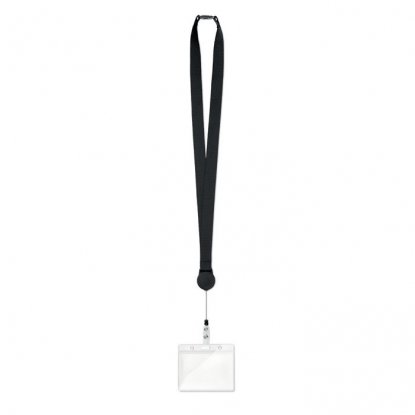 Ланъярд с бейджем ZIP LANYARD, чёрный, общий вид