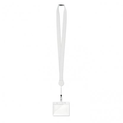 Ланъярд с бейджем ZIP LANYARD, белый, общий вид