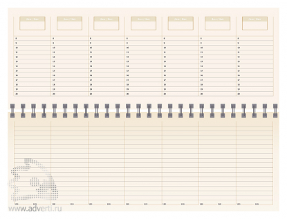 Внутренний блок недатированного планинга (298х140 мм), тонированный