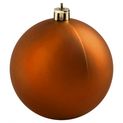 Пластиковый елочный шар, 80 мм, оранжевый матовый