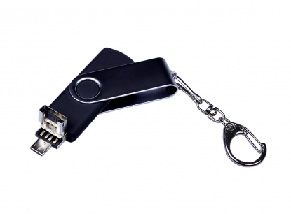 Флешка с разъемом Micro USB 3-in-1 TypeC, черная