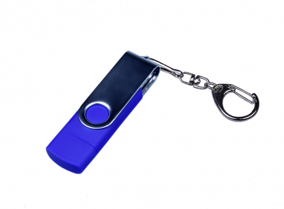 Флешка с разъемом Micro USB 3-in-1 TypeC, синяя