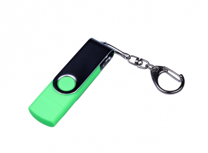 Флешка с разъемом Micro USB 3-in-1 TypeC, зеленая