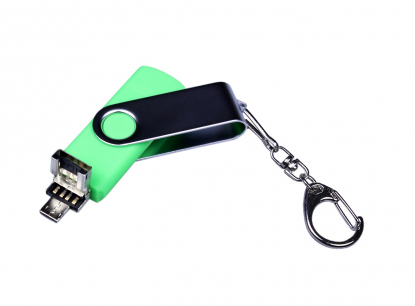 Флешка с разъемом Micro USB 3-in-1 TypeC, зеленая