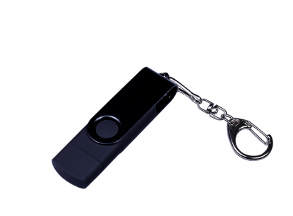 Флешка с разъемом Micro USB 3-in-1 TypeC (цветной корпус), черная