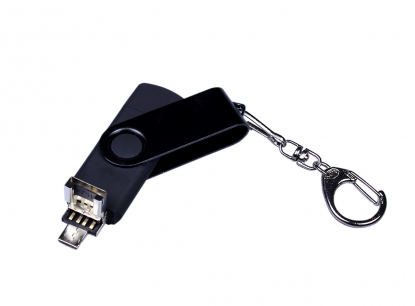 Флешка с разъемом Micro USB 3-in-1 TypeC (цветной корпус), черная