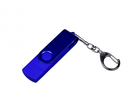 Флешка с разъемом Micro USB 3-in-1 TypeC (цветной корпус), синяя