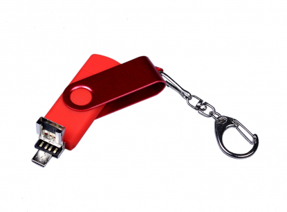 Флешка с разъемом Micro USB 3-in-1 TypeC (цветной корпус), красная