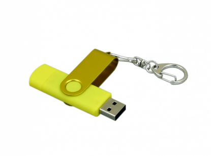 Флешка c разъемом Micro USB (цветной корпус), желтая, с одним разъемом открытым