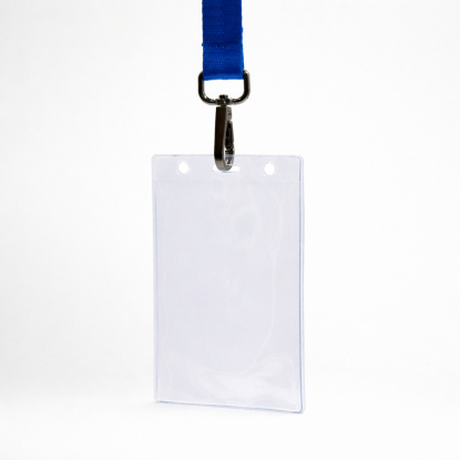 Лента для бейджа Flat, с карабином, синяя