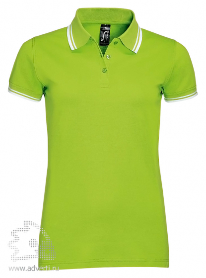 Рубашка поло Pasadena women 200, женская, ярко-зеленая с белым