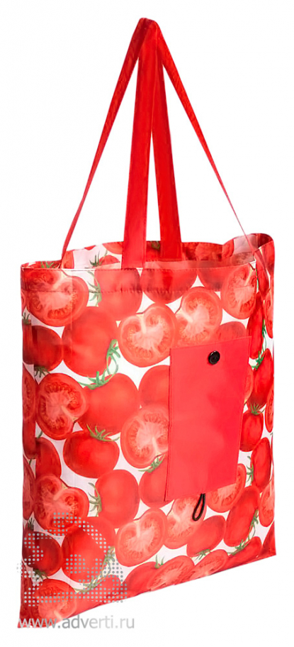 Складная сумка для покупок Продукты, помидоры с красным карманом
