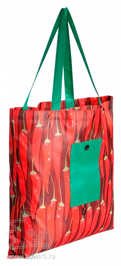 Складная сумка для покупок Продукты, перец с зеленым карманом