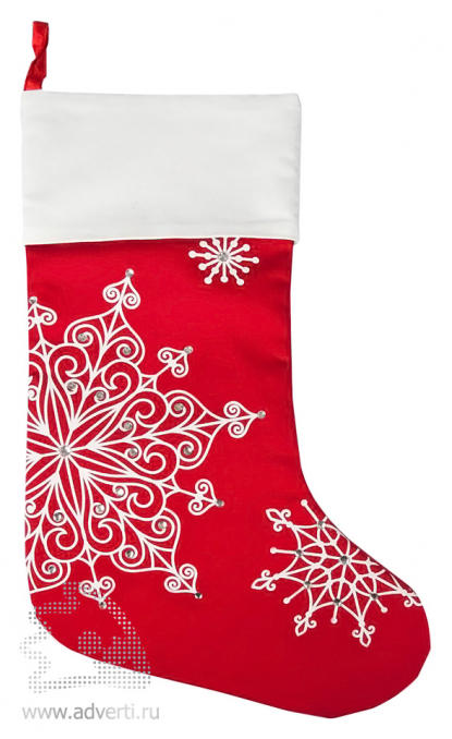 Носок для подарков Снежинки, красный