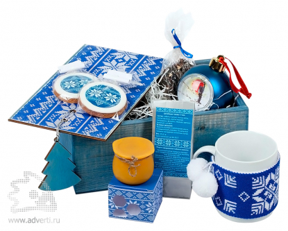 Подарочный новогодний набор Праздничное чаепитие, синий