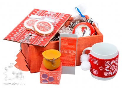 Подарочный новогодний набор Праздничное чаепитие, красный