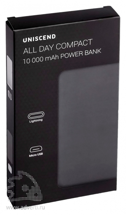 Внешний аккумулятор Uniscend All Day Compact, 10 000 мAч, упаковка
